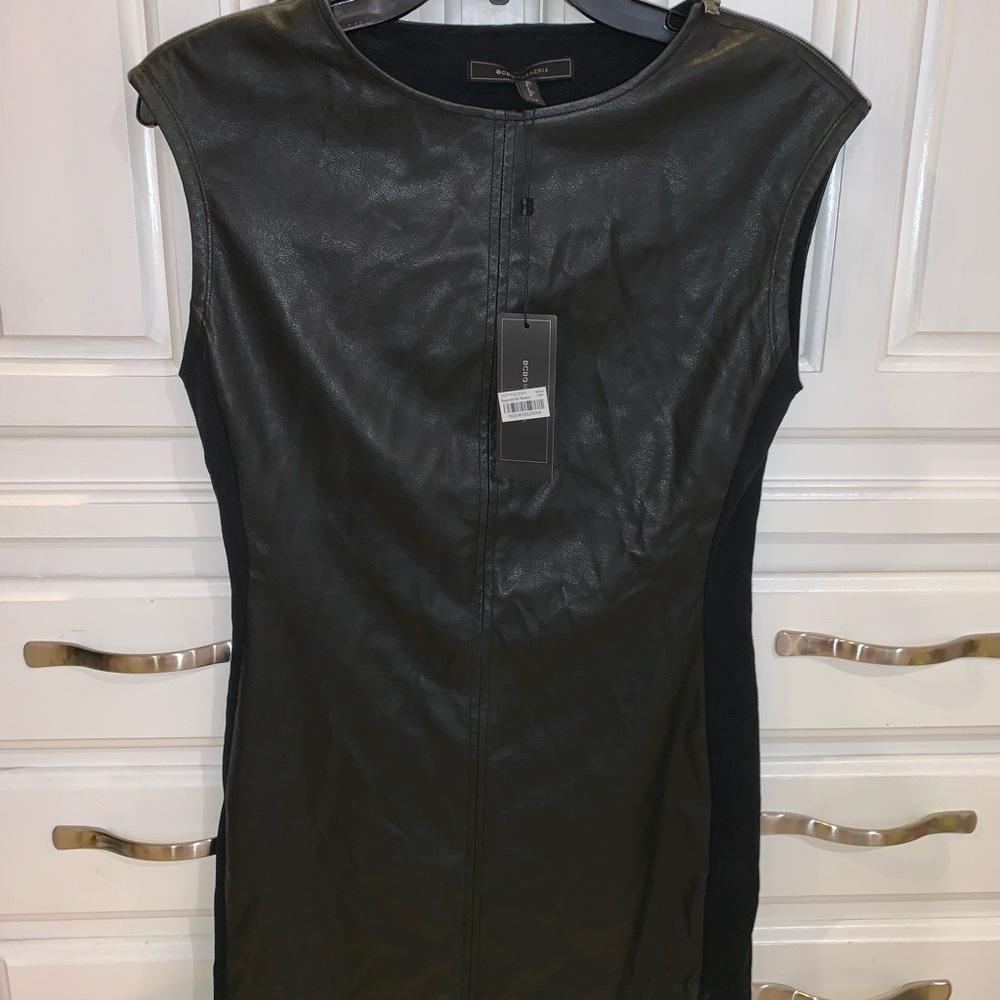 BCBG leather mini dress